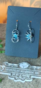 Preview: Ohrhänger Kupfer Spirale mit Perle hellblau 2